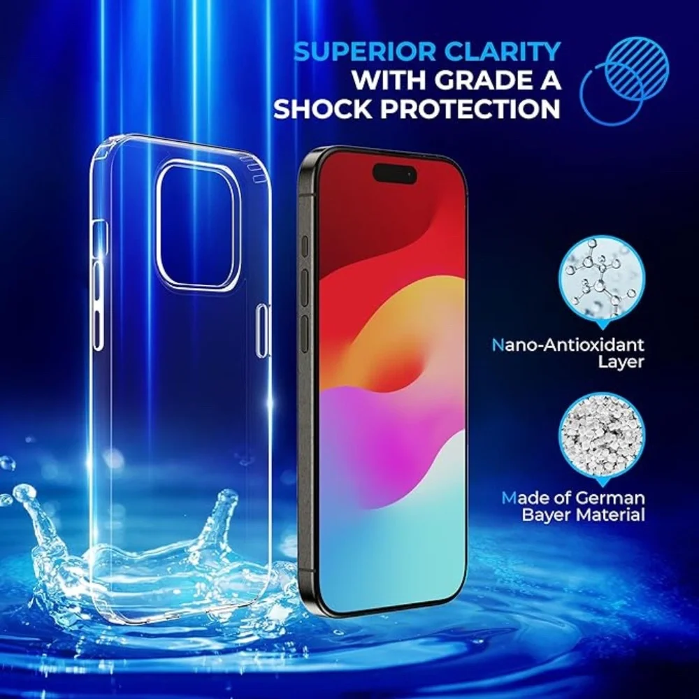 New iPhone 15 Pro Max Case Clear Non-Yellowing Drop Protection Non-Slip Case